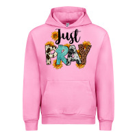 Fuchsia Pink Just Pray Urban Hoodie - FaDigitalArtStudio