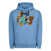 Pigment Pebble Blue Just Pray Urban Hoodie - FaDigitalArtStudio