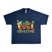 Navy moody before coffee Urban Heavy Tee - MaliasSmallBusiness