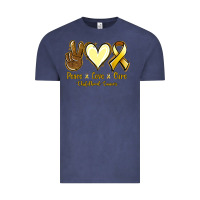 Vintage Denim Peace love cure Bone Cancer Vintage Tee - NancyCooperArtShop