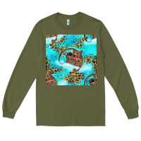 Army Green Mama Bear Hunting Fish With Leopard Seamless Pattern Long Sleeve Tee - BundleAndBundleShop