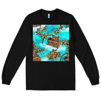 Black Mama Bear Hunting Fish With Leopard Seamless Pattern Long Sleeve Tee - BundleAndBundleShop