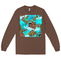Chestnut Mama Bear Hunting Fish With Leopard Seamless Pattern Long Sleeve Tee - BundleAndBundleShop