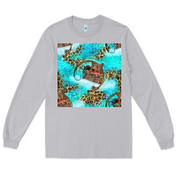 Moon Dust Mama Bear Hunting Fish With Leopard Seamless Pattern Long Sleeve Tee - BundleAndBundleShop