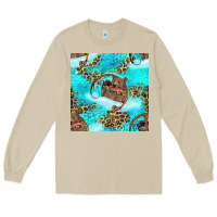Mushroom Mama Bear Hunting Fish With Leopard Seamless Pattern Long Sleeve Tee - BundleAndBundleShop