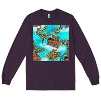 Plum Mama Bear Hunting Fish With Leopard Seamless Pattern Long Sleeve Tee - BundleAndBundleShop