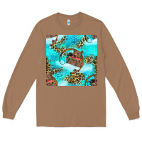 Toasted Coconut Mama Bear Hunting Fish With Leopard Seamless Pattern Long Sleeve Tee - BundleAndBundleShop