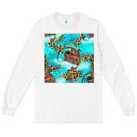 White Mama Bear Hunting Fish With Leopard Seamless Pattern Long Sleeve Tee - BundleAndBundleShop