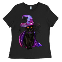 Black black witch cat Ladies Tee - BundleAndBundleShop