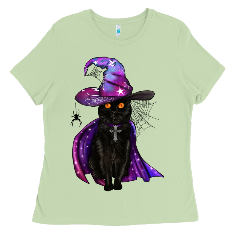 Black Witch Cat Ladies Tee by BundleAndBundleShop | Teevron
