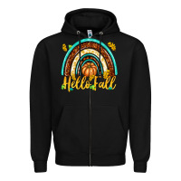 Black Hello Fall with Rainbow Zipper Hoodie - texasbilliewilder