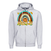 Heather Grey Hello Fall with Rainbow Zipper Hoodie - texasbilliewilder