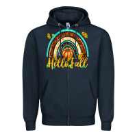Navy Hello Fall with Rainbow Zipper Hoodie - texasbilliewilder