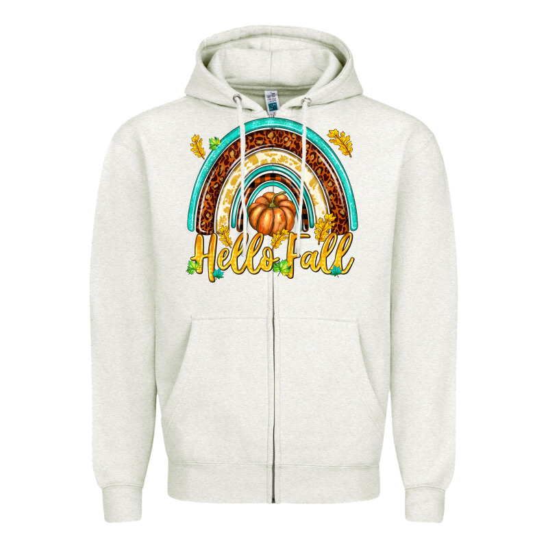 Hello Fall With Rainbow Zipper Hoodie by texasbilliewilder | Teevron