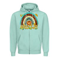 Seafoam Hello Fall with Rainbow Zipper Hoodie - texasbilliewilder