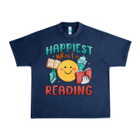 Navy happiest when i'm reading Urban Heavy Tee - MaliasSmallBusiness