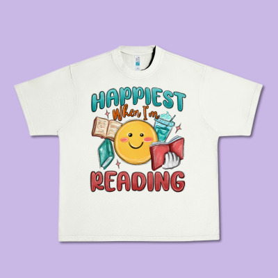 Happiest When I'm Reading Urban Heavy Tee Designed By Maliassmallbusiness