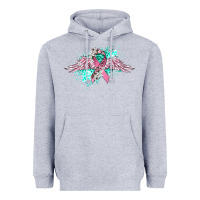 Heather Grey cancer ribbon with angel wings Heavyweight Hoodie - CowGirlArtShop