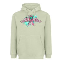 Matcha cancer ribbon with angel wings Heavyweight Hoodie - CowGirlArtShop
