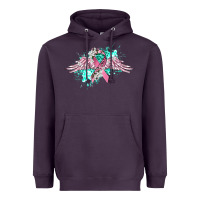 Cancer Ribbon With Angel Wings Heavyweight Hoodie | Teevron