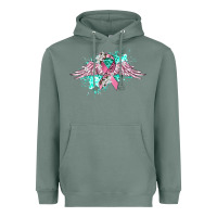 Sage cancer ribbon with angel wings Heavyweight Hoodie - CowGirlArtShop
