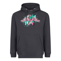 Smoke cancer ribbon with angel wings Heavyweight Hoodie - CowGirlArtShop