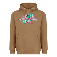 Toasted Coconut cancer ribbon with angel wings Heavyweight Hoodie - CowGirlArtShop