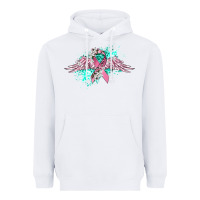 White cancer ribbon with angel wings Heavyweight Hoodie - CowGirlArtShop