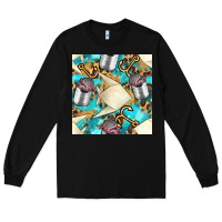 Black Paper Fish And Canned With Anchor Seamless Pattern Pbs Long Sleeve Tee - BundleAndBundleShop