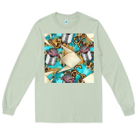 Matcha Paper Fish And Canned With Anchor Seamless Pattern Pbs Long Sleeve Tee - BundleAndBundleShop