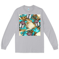 Moon Dust Paper Fish And Canned With Anchor Seamless Pattern Pbs Long Sleeve Tee - BundleAndBundleShop