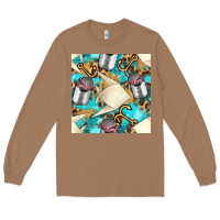Toasted Coconut Paper Fish And Canned With Anchor Seamless Pattern Pbs Long Sleeve Tee - BundleAndBundleShop