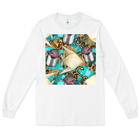 White Paper Fish And Canned With Anchor Seamless Pattern Pbs Long Sleeve Tee - BundleAndBundleShop