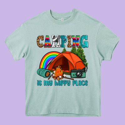 Camping Is My Happy  Place Heavy Core Tee Designed By Adodesignshop