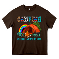 Chocolate Brown camping is my happy  place Heavy Core Tee - AdoDesignShop