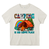 Cream camping is my happy  place Heavy Core Tee - AdoDesignShop