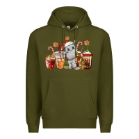 Army Green hippopotamus coffee cups christmas Premium Hoodie - CowGirlArtShop