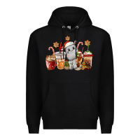 Black hippopotamus coffee cups christmas Premium Hoodie - CowGirlArtShop