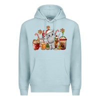 Blue Mist hippopotamus coffee cups christmas Premium Hoodie - CowGirlArtShop