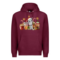 Burgundy hippopotamus coffee cups christmas Premium Hoodie - CowGirlArtShop