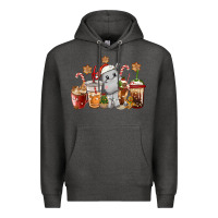 Charcoal Heather hippopotamus coffee cups christmas Premium Hoodie - CowGirlArtShop