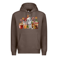 Coffee hippopotamus coffee cups christmas Premium Hoodie - CowGirlArtShop