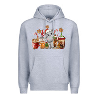 Heather Grey hippopotamus coffee cups christmas Premium Hoodie - CowGirlArtShop