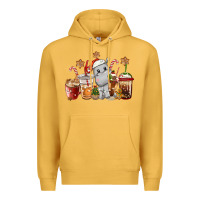 Mustard hippopotamus coffee cups christmas Premium Hoodie - CowGirlArtShop