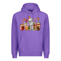 Purple hippopotamus coffee cups christmas Premium Hoodie - CowGirlArtShop