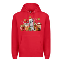 Red hippopotamus coffee cups christmas Premium Hoodie - CowGirlArtShop