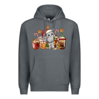 Rock hippopotamus coffee cups christmas Premium Hoodie - CowGirlArtShop