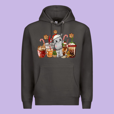 Hippopotamus Coffee Cups Christmas Premium Hoodie Designed By Cowgirlartshop