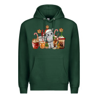 Sports Green hippopotamus coffee cups christmas Premium Hoodie - CowGirlArtShop