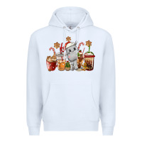 White hippopotamus coffee cups christmas Premium Hoodie - CowGirlArtShop